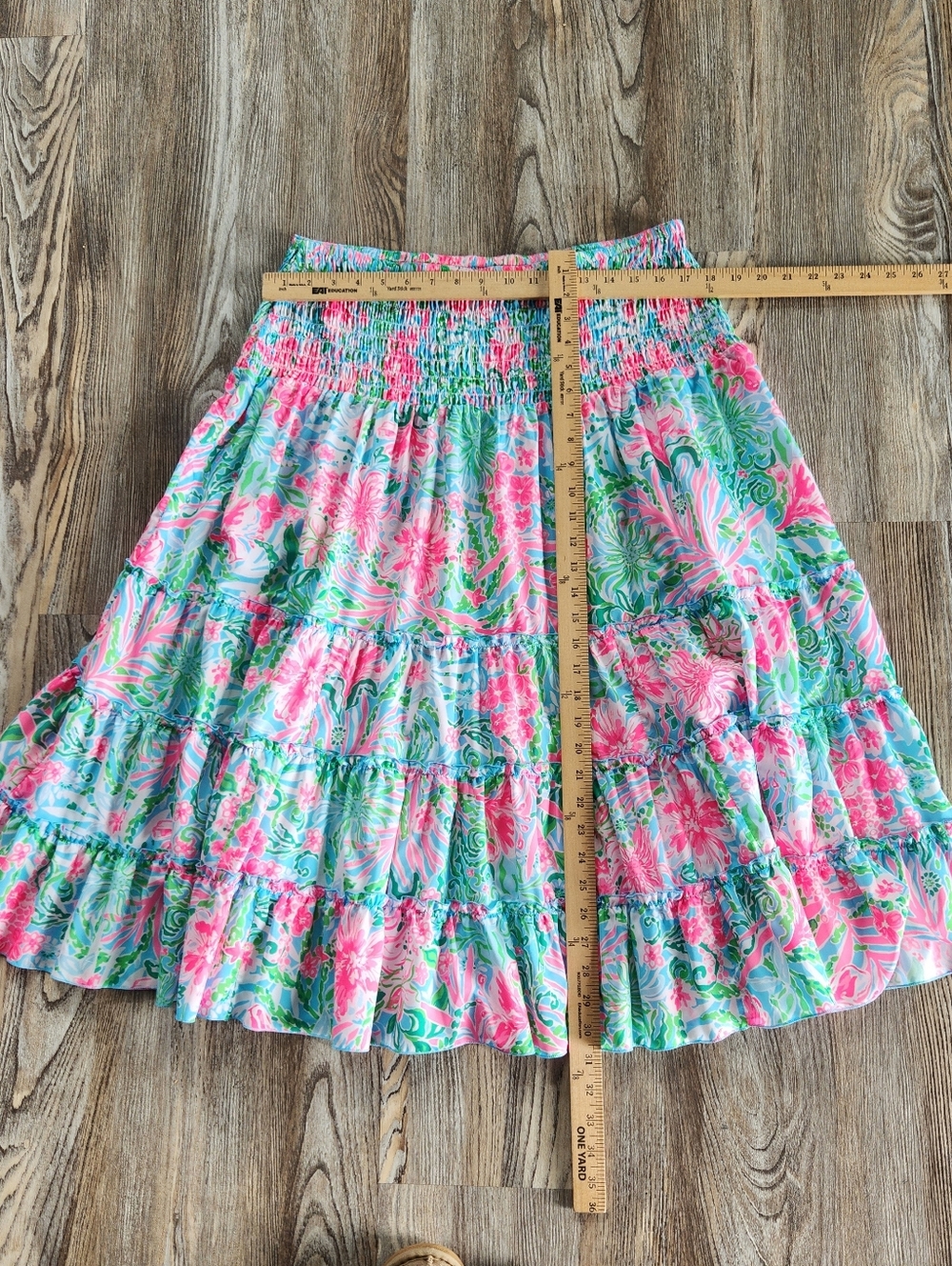 Lilly Pulitzer Deavan Midi Tiered Smocked Skirt Womens XL Leaf It Wild Colorful - Picture 10 of 11